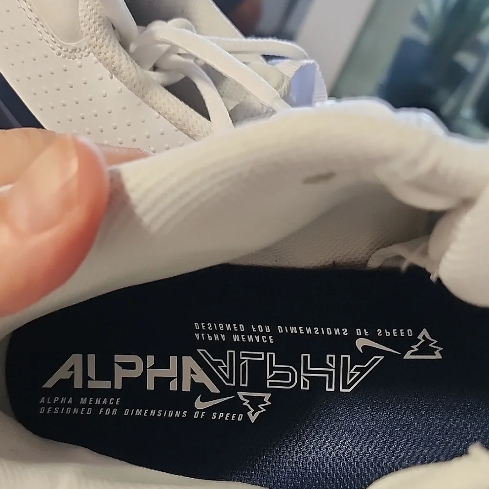Nike Alpha Menace 4, White and Midnight Blue Men's Football Cleats